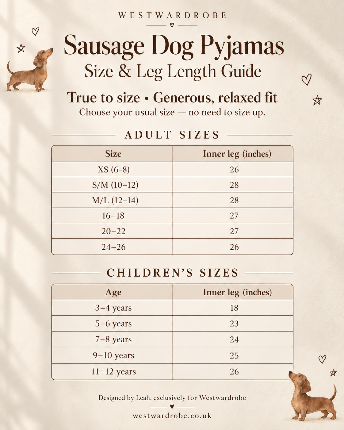 Exclusive Westwardrobe Sausage Dog Pjyamas 🐾