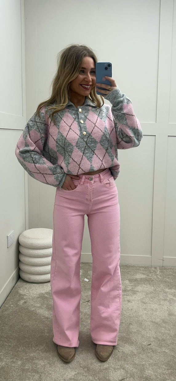 Pink Stretchy Viral Jeans