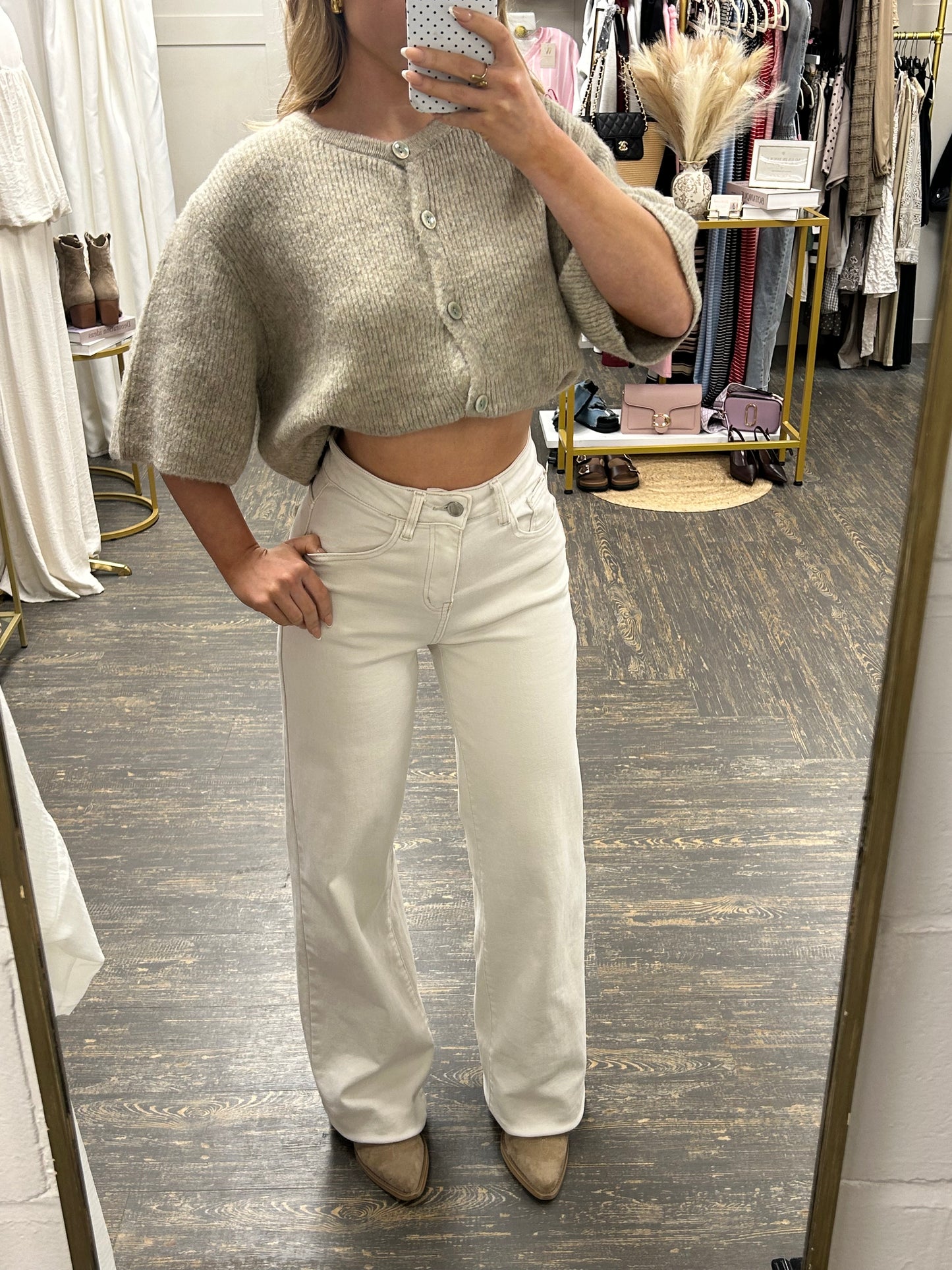 Beige Viral Stretchy Jeans