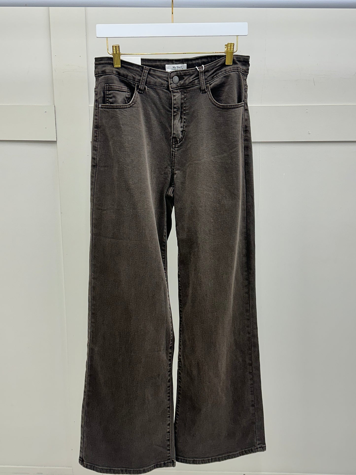 Chocolate Brown PLUS SIZE ONLY Wide Leg Jeans