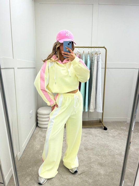 FLOSS - Stripe Tracksuit set, with wide leg trouser and ruched jumper hoodie