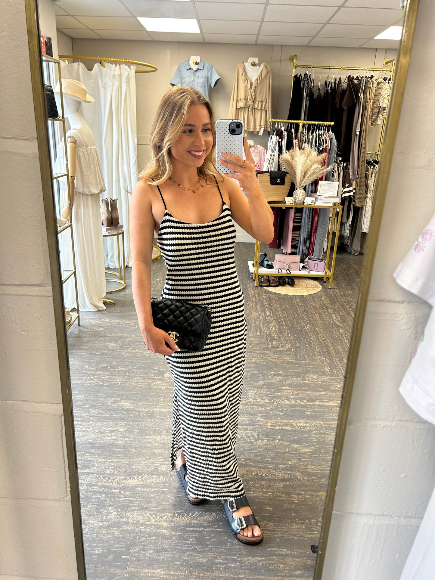 Striped Stretchy Crochet Dress 6-16