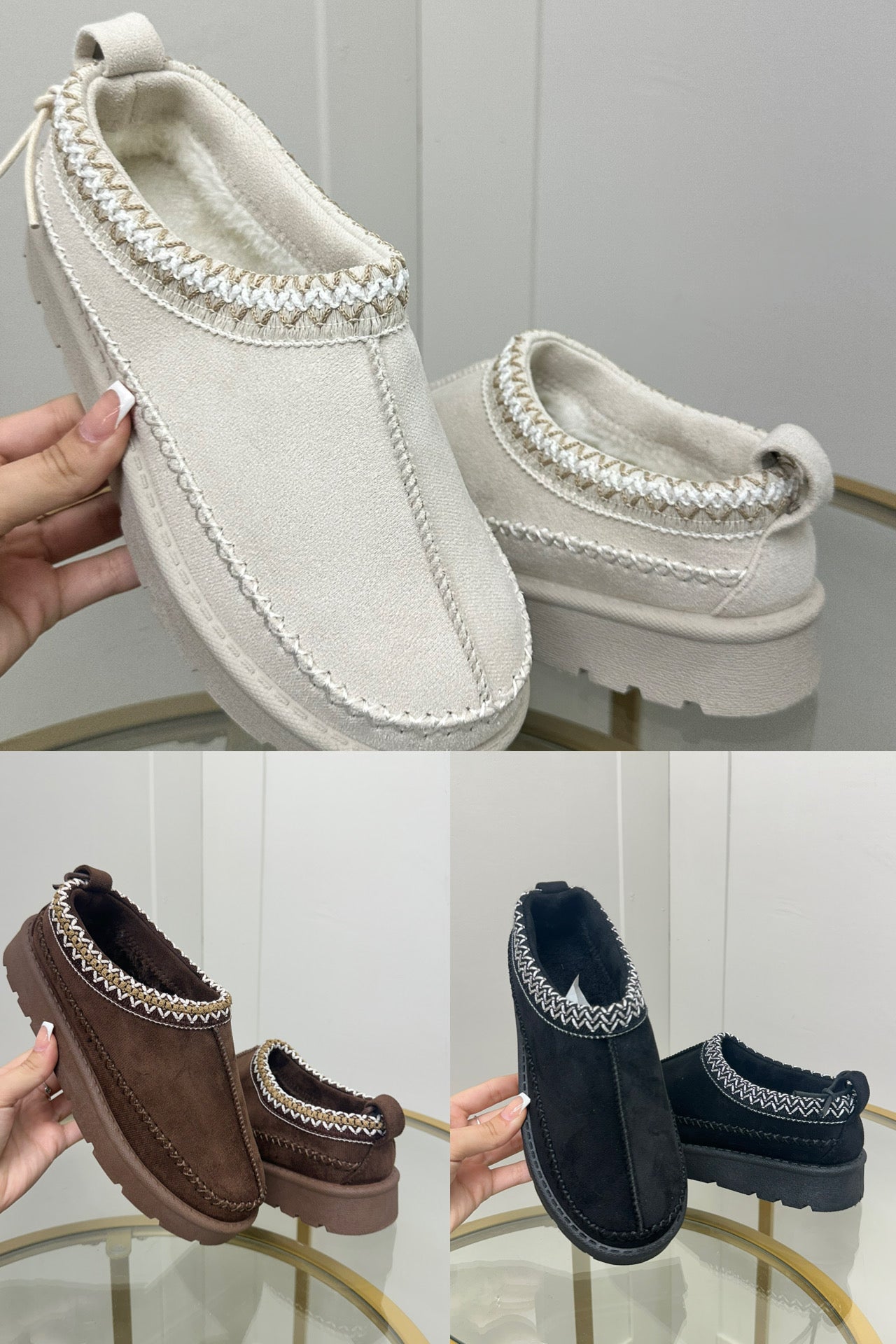 HOLLY - Embroidered Platform Slip-On Loafers