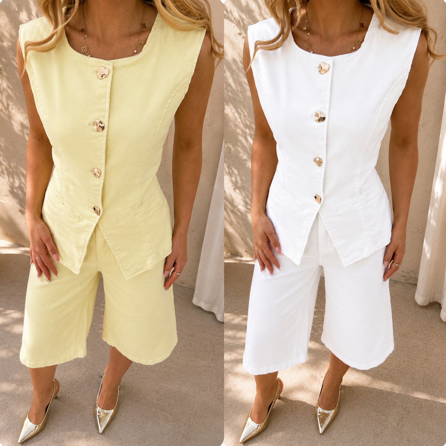 DAISY - Button Up Denim Jort set