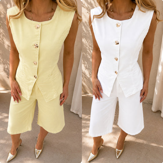 DAISY - Button Up Denim Jort set