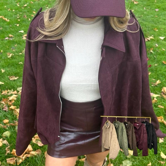 WESTWARDROBE Jolene Faux  Suede Bomber Style Jacket