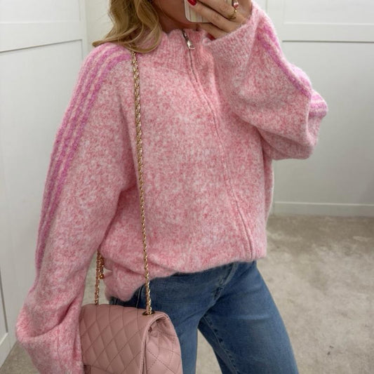 Pink Stripe detail Cardigan