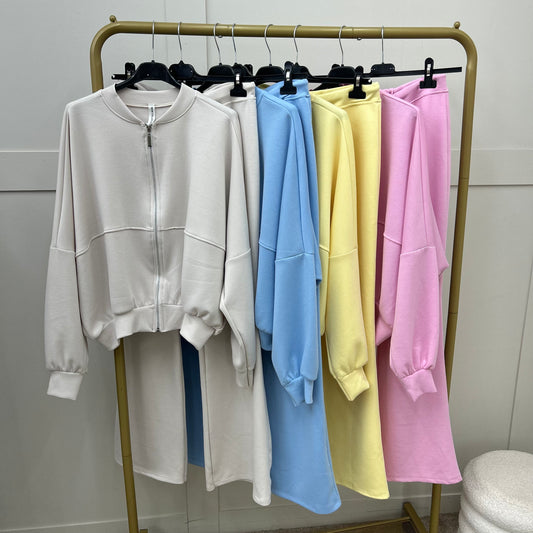 DARCY- Plain Flare leg Bomber Premium Tracksuit set