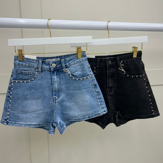 NEW STUD DENIM SHORTS