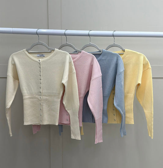 POPPY - Soft Ribbed Button detail Cardigan