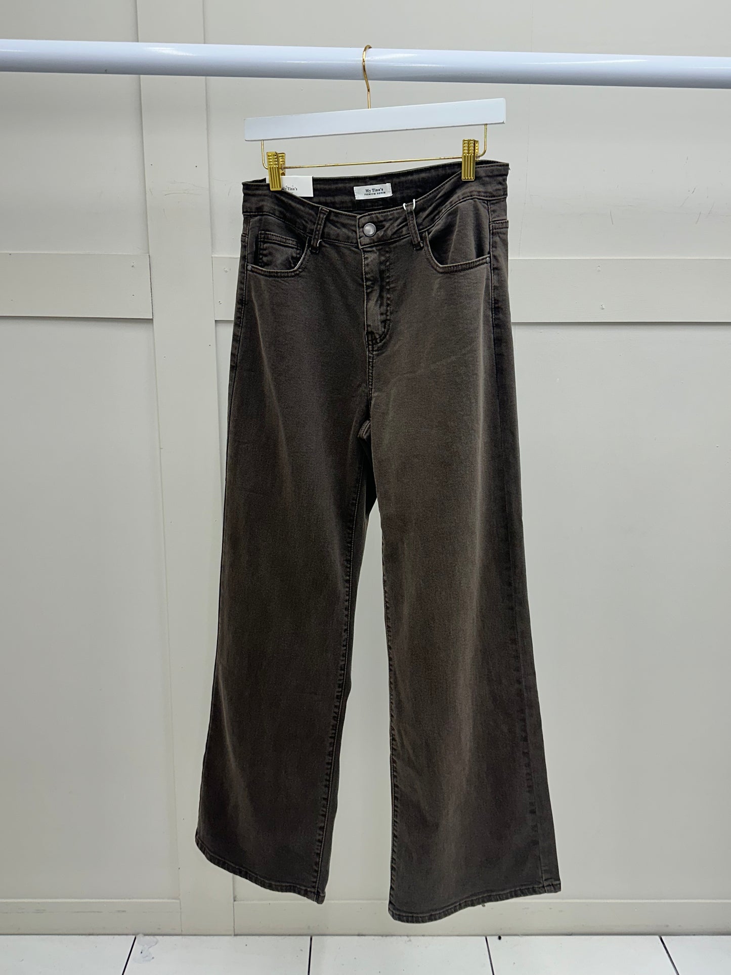 Chocolate Brown PLUS SIZE ONLY Wide Leg Jeans